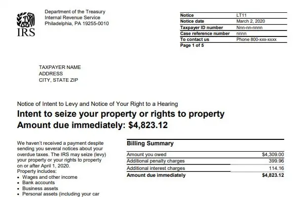 IRS LT11 Notice